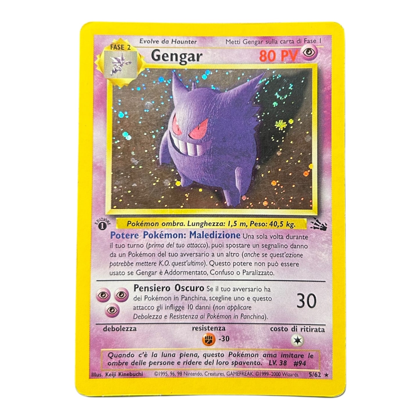 Pokemon card: Gengar 5/62 - Holo 1a Edizione - Fossil - ITA