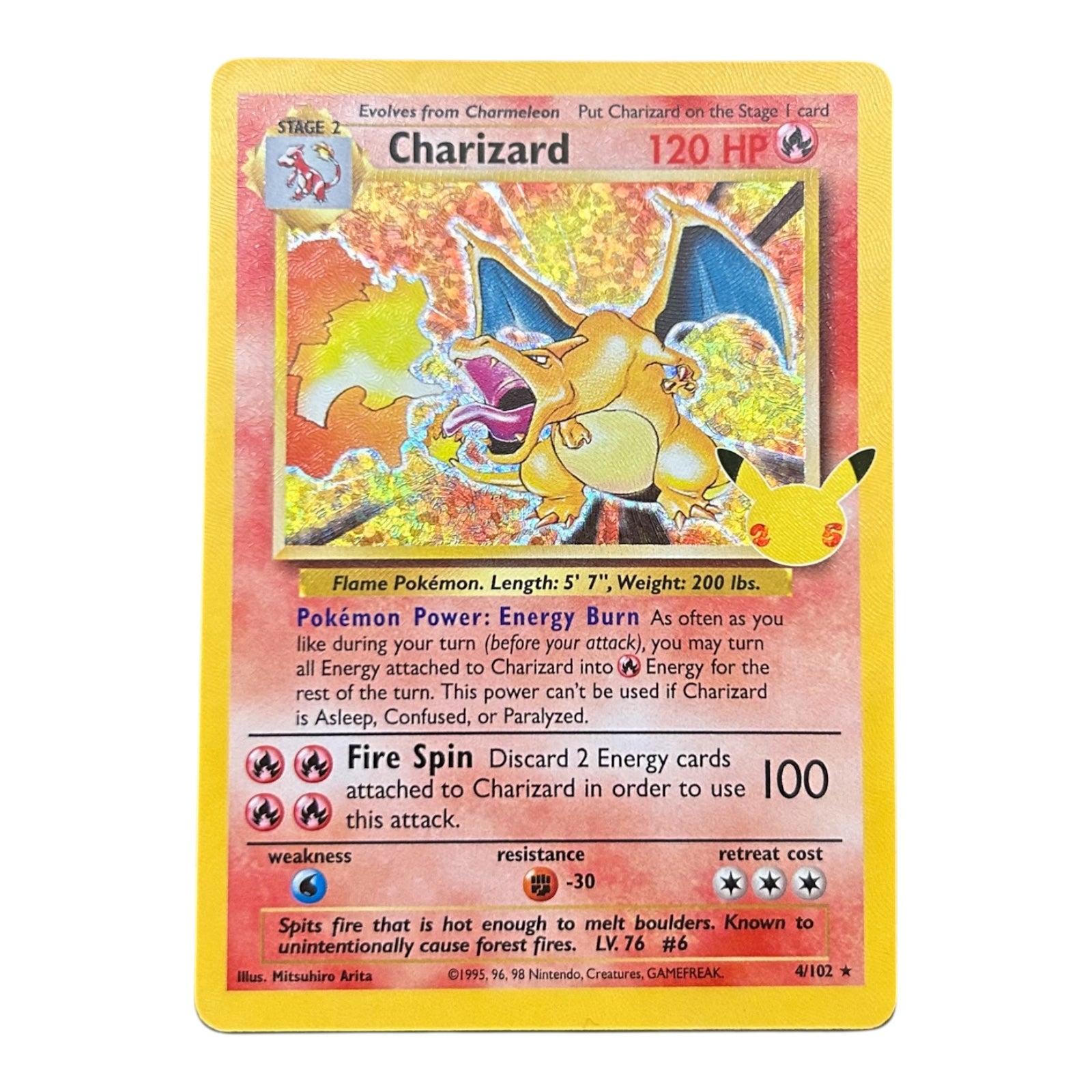 Pokemon card: Charizard 4/102 - Holo - 25th celebrations