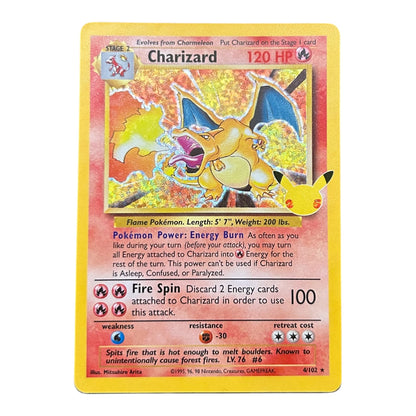 Pokemon card: Charizard 4/102 - Holo - 25th celebrations
