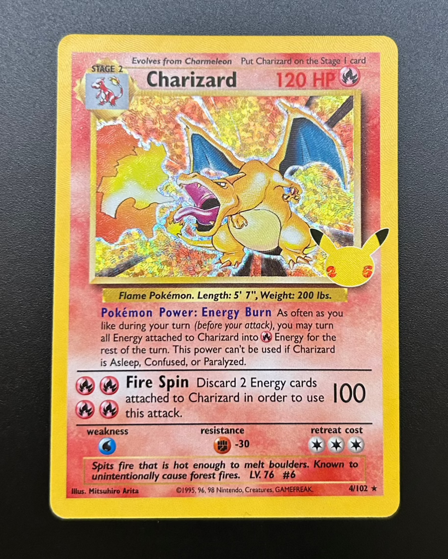 Pokemon card: Charizard 4/102 - Holo - 25th celebrations - 2 