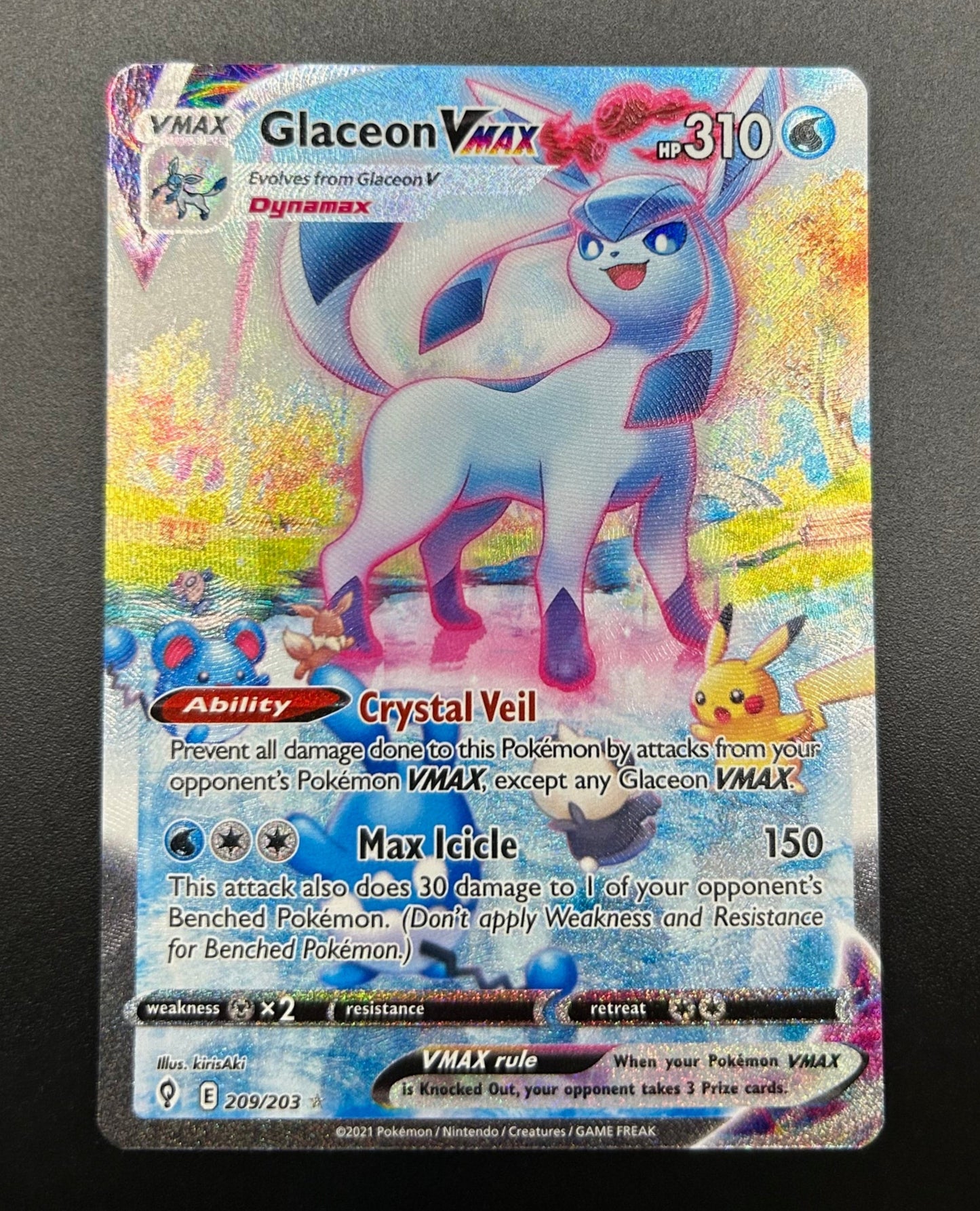 Pokemon card: Glaceon VMax 209/203 evolving skies - 2